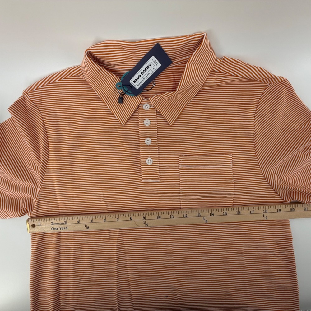 Badd‎ Bogey Marmalade Stripe Polo Shirt Men Small Orange White Pima Cotton NWT - Picture 6 of 8